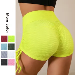 Wholesale Hot Sell Sports Tight Jacquard Sportswear Yoga Buttock Shaping Workout Women Fitness Bubble Shorts Legging for Women