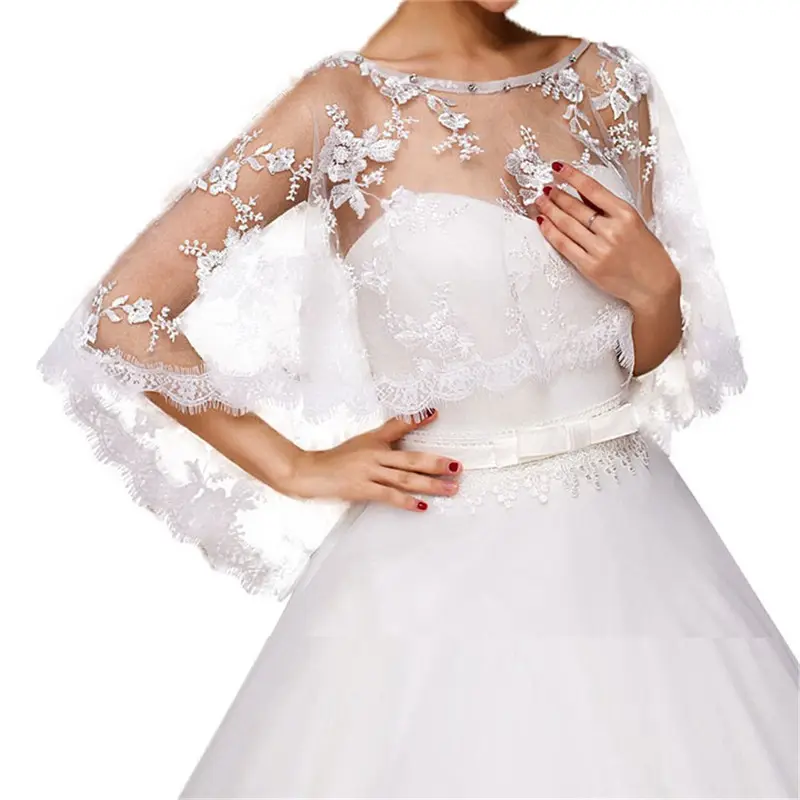 Summer ladies lace shawl tulle bridal wedding jacket Chinese style daily dress pullover short cape