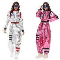 Combinaison d'Halloween pour Adultes, Costume d'Astronaute Argenté, Tenue de Spaceman pour Hommes et Femmes, Costume de Couple, Déguisement de Fête Fantaisie