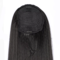 Queue de cheval synthétique résistante à la chaleur, noire naturelle, avec cordon de serrage, pour femmes et filles, 26 pouces, extensions de cheveux lisses Yaki