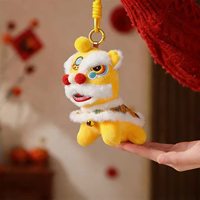 Porte-clés en peluche Danse du Lion chinois en gros, pendentif porte-bonheur festif pour sac à dos, décoration intérieure, cadeaux