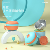 Ensemble de vaisselle en acier inoxydable écologique et non toxique, assiette à ventouse, bol, ensemble d'alimentation pour bébé en silicone