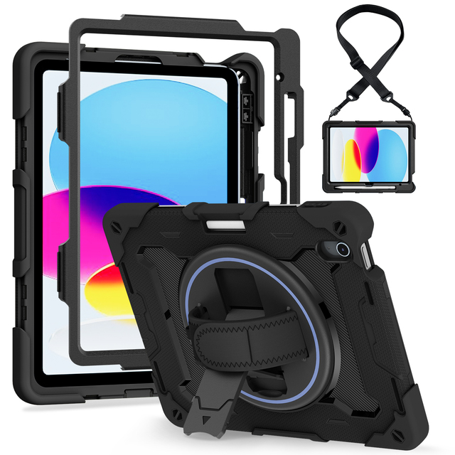 3 In 1 Silicone Shockproof Rugged Tablet Case With Pen Slot For iPad 10th Gen 10.9 2022 / 11 A16 2025 Anti-drop Protective Cover
