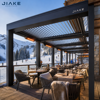 Système de pergola à lames orientables en aluminium chauffé, clé en main, pour station de ski, terrasse de montagne, restaurant, espace de restauration et salon