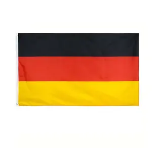 Prêt à expédier 100% polyester imprimé drapeau de l'Allemagne 3x5 pieds drapeau de l'Allemagne allemande drapeau avec œillets en laiton