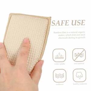 Éponge de nettoyage de cuisine en <span class=keywords><strong>bambou</strong></span> magique en gros Éponges à réutiliser <span class=keywords><strong>double</strong></span> <span class=keywords><strong>face</strong></span> absorbantes naturelles pour laver la vaisselle tampons à récurer - Product Image 3