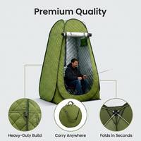 Tente de pêche sur glace pop-up matelassée vert olive, doublure thermique argentée coupe-vent résistante au froid pour une personne