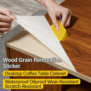 Papel Tapiz Autoadhesivo de <span class=keywords><strong>PVC</strong></span> con Textura de Madera y Diseño Geométrico, Impermeable, para Sala de Estar Moderna, Dormitorio, Pasillo y Uso Doméstico - Product Image 2