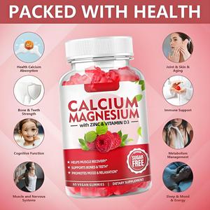 TK Hot Selling Bio-Carbon <strong>Calcium</strong> Magnesium Gummies - Bone and Immune Support Vitamin D3, <strong>K2</strong>, Zinc - Vitamin Supplement Gummies