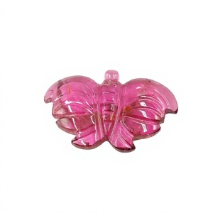HARI OM CREATIONS Pierre précieuse sculptée à la main certifiée IGI, taille 8-10 mm, forme Elgee, calcédoine rose naturelle, pierre brute pour bijoux - Product Image 1