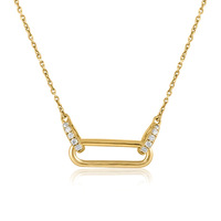 Collier ras du cou en argent sterling 925 plaqué or avec pendentif maillon en forme de trombone et zircon cubique, non ternissant, pour femme