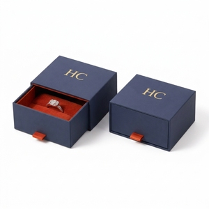 กล่องใส่แหวนแบบคลาสสิกสั่งทำพิเศษ กล่องเก็บเครื่องประดับแบบลิ้นชักแข็งหรูหรา บุผ้ากำมะหยี่ ปั๊มฟอยล์ โลโก้สั่งทำได้ รับผลิตแบบ OEM - Product Image 5