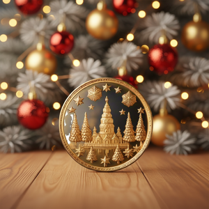 JinRuiXiang - Medallas y Monedas Personalizadas, Monedas Físicas de Metal Dorado con Diseño de Santa Claus - Product Image 1