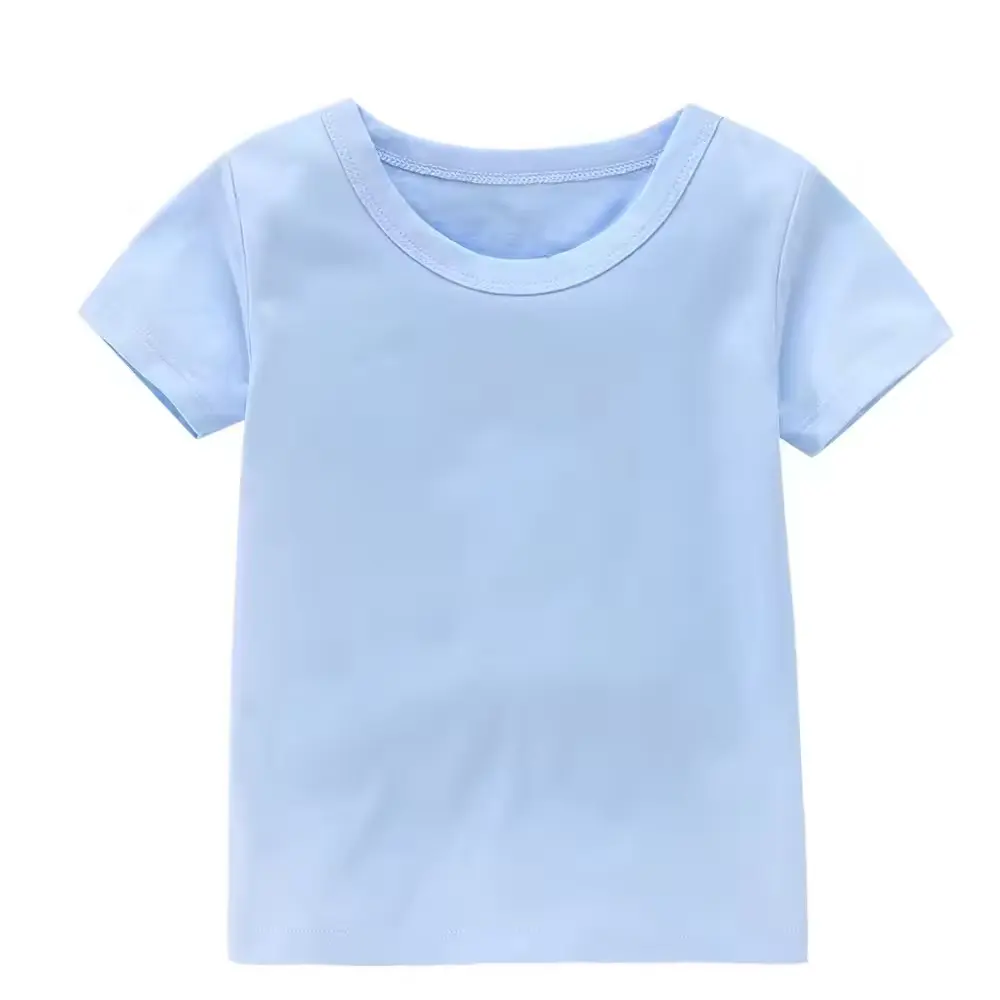 Camiseta infantil de manga curta de verão para meninos e meninas, camiseta neutra estampada personalizada, cor sólida