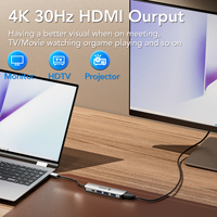 SYONG 5 in 1 USB C Hub Adaptor HDMI 4K HDMI USB3.0 2.0, 100W PD, Transfer Data 5Gbps USB Hub untuk Laptop MacBook Pro/Air