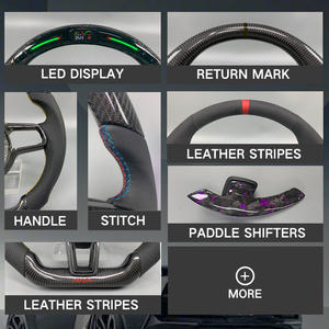 Volant en cuir noir personnalisé avec fibre <span class=keywords><strong>de</strong></span> carbone véritable pour <span class=keywords><strong>Alfa</strong></span> <span class=keywords><strong>Romeo</strong></span> Giulia <span class=keywords><strong>Stelvio</strong></span> 2014-2023, compatible avec l'affichage LED intelligent - Product Image 6