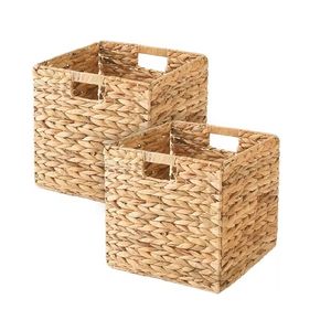 Paniers de rangement pliables carrés en jacinthe d'eau naturelle tressée à la main Ecoka Vietnam, écologiques, style nordique - Product Image 1