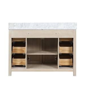 Meuble-lavabo de salle de bain en bois massif et contreplaqué, style transitionnel, en chêne laitier, avec vasque en céramique, résistant à l'eau, fabriqué au Vietnam - Product Image 5