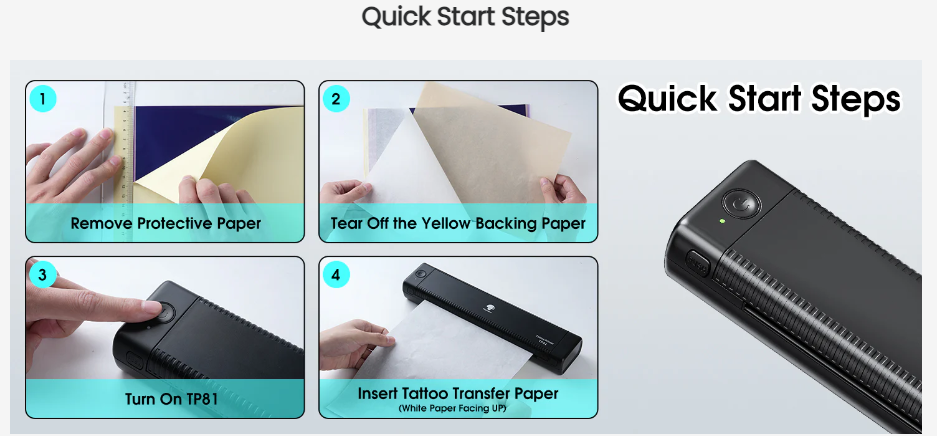 プロのタトゥーステンクリプリンターPhomemoTP81ワイヤレスサーマル