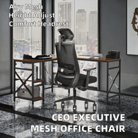 Fauteuil ergonomique moderne en maille avec fonction pivotante, dossier haut inclinable, repose-pieds, appui-tête et soutien lombaire