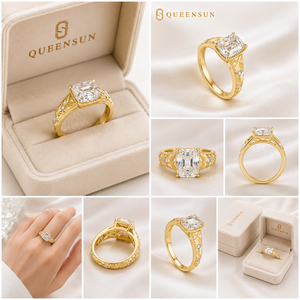Anel de Noivado Vintage com Diamante Cultivado em Laboratório, Corte Esmeralda, 3 Quilates D VS, Ouro 18K, Joias de Luxo - Product Image 2