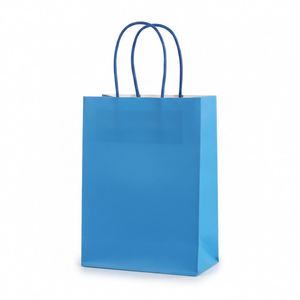 Bolsas de Papel Kraft Azul Cobalto Ecológicas LiHao con Asas Resistentes para Cafeterías y Supermercados, MOQ Bajo - Product Image 1