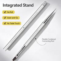 BORN PRETTY Stylo Constructeur d'Ongles 2-en-1 Ovale et Liner, Pinceau à Ongles Polyvalent à Manche Métallique pour Peinture et Extension d'Ongles
