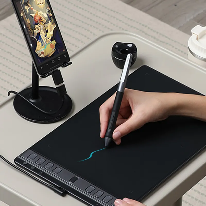 Графический планшет Huion inspiroy 2 H1061P, безбумажный цифровой графический планшет с колесиком прокрутки, 8 настраиваемых клавиш, черный, для дизайна