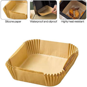 Freidora de aire desechable cuadrada personalizada al por mayor, papel pergamino, <span class=keywords><strong>doble</strong></span> cara de silicona, resistente al agua y al aceite, revestimiento para freidora de aire de cocina - Product Image 4