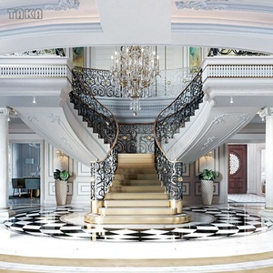 TAKA Thiết Kế Sang Trọng Đá Tự Nhiên Gạch Đá Cẩm Thạch Cầu Thang Cung Điện Phong Cách Trong Nhà Cầu Thang Hồ Quang Cầu Thang Đá Cẩm Thạch - Product Image 3