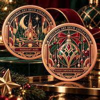 Pièces de monnaie en cuivre fin 999 de 1 oz, collection Art Déco de Noël, artisanat métallique haut de gamme, relief 3D, imprimé UV, pièce de monnaie commémorative de collection