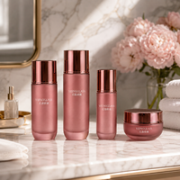 Bouteilles et pots de crème pour soins de la peau en verre or champagne avec logo personnalisé, 120 ml, 150 ml, 100 ml, 50 g, vides, vente en gros