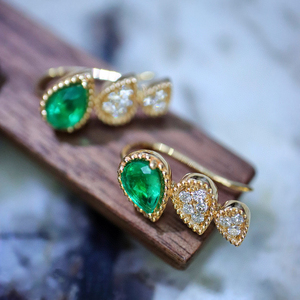 Aazuo, joyería fina de 18K, oro amarillo macizo, esmeralda Natural, diamantes reales, encantadores pendientes con gancho, regalo para damas, uso diario, moda - Product Image 4