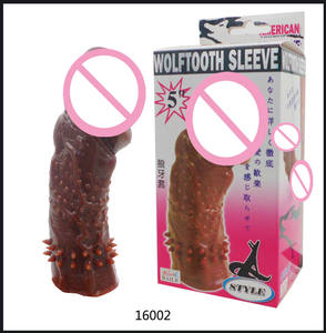 Crystal Lock Essenz <span class=keywords><strong>Brown</strong></span> Wolf Zahn Set Männliche Masturbation Massage Sex Tool G-Punkt Soft Extended <span class=keywords><strong>Penis</strong></span> Ärmel - Product Image 5