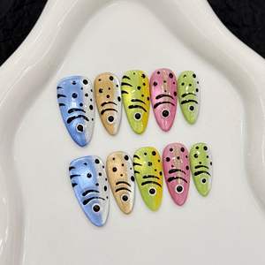 Color Pop Parade Ongles en acrylique en forme d'amande, esthétique rétro Y2K, style coréen, Bubblegum Kawaii Fashion, rose néon, bleu ciel, vert <span class=keywords><strong>lime</strong></span> - Product Image 4