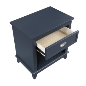 Navy Blue Nightstand With Drawer And <b>Shelf</b> Classic Bedroom Furniture - Product Image 4