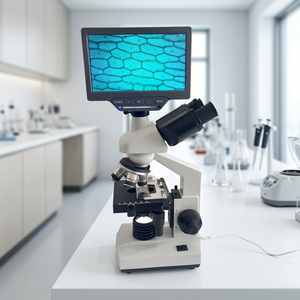 Microscopio Digitale 1600X con Display LCD da <span class=keywords><strong>7</strong></span>/9 Pollici, Piattaforma Meccanica a Doppio Strato, Microscopio Biologico per Biologia - Product Image 1