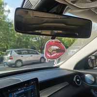 Décoration d'aromathérapie pour rétroviseur de voiture en papier, motif chat souriant de dessin animé, inspirée de la culture de modification JDM, porte-bonheur, naturel, longue durée