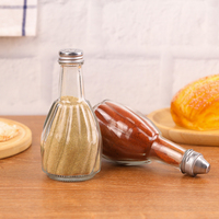 Bouteille à épices en verre de 180 ml à col long avec design antidérapant et couvercle doseur en acier inoxydable pour le stockage du sel, du poivre et du sucre