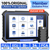 Tableta de Diagnóstico Automotriz MUCAR VO8 con Sistema Completo, 34 Servicios de Reinicio, Control Bidireccional, Codificación ECU, Pantalla HD de 8 Pulgadas, Android 10