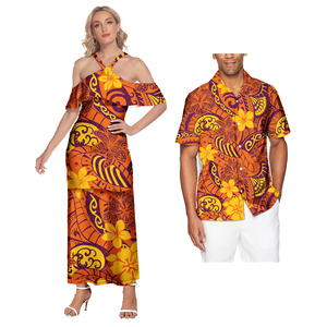 <span class=keywords><strong>Polynésien</strong></span> Puletasi volants hors <span class=keywords><strong>épaule</strong></span> robes femmes dame élégante Sexy tenue décontractée et hommes chemise ensembles Couple correspondant vêtements - Product Image 5