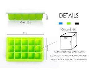 Durable 15-Hole Silicone Ice Cube Tray Mould with Lids BPA-Free and Eco-Friendly Easy Release Flexible Ice Mold <strong>Maker</strong> - Product Image 2