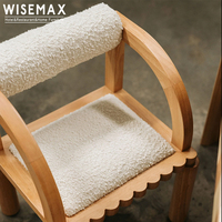 WISEMAX mobilya fransız tarzı otel eğlence sandalye kül ahşap krem beyaz buklet kumaş yüksek arkalığı yemek sandalyesi restoran için