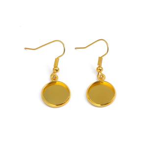 316l kualitas baja tahan karat Pvd 18k nampan berlapis emas Bezel Cabochon anting bulat kosong Temuan Diy perhiasan <span class=keywords><strong>Cameo</strong></span>