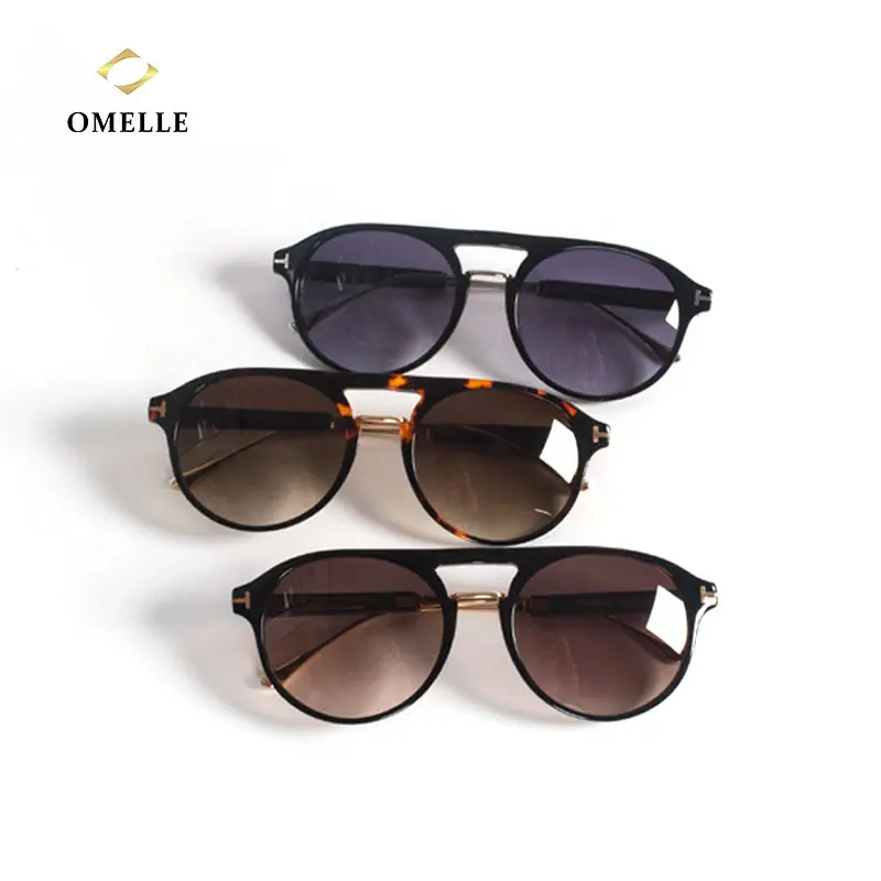 Double Bridge Stock personalizza il tuo marchio occhiali da sole polarizzati in acetato di tartaruga occhiali da sole in metallo UV400 per uomo