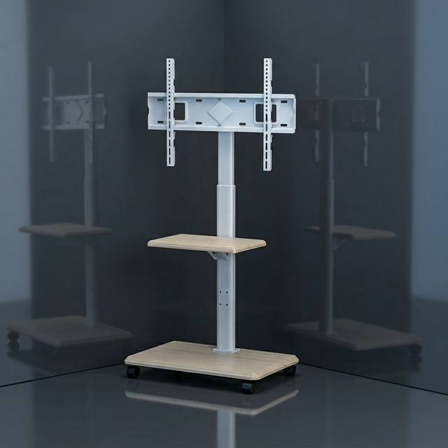 Mobile Metal Cold Rolled Steel Floor TV Stand Cart with Wheels 60" Max Size LCD Compatible Living/Office/Conference/Teaching Use