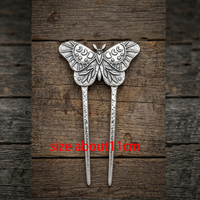 Épingle à cheveux Gothique Papillon de Lune, Pique à cheveux Sorcière Phases de Lune et Étoiles, Pince à chignon Pagane Insecte Céleste pour chignons