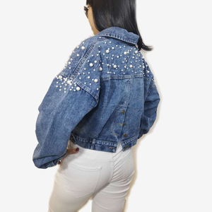 Chaquetas Vaqueras con Decoración de Cuentas Estilo <span class=keywords><strong>Punk</strong></span> de Fábrica Oem para Damas - Product Image 3