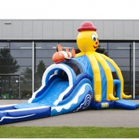 Maison de rebond gonflable Seaworld avec toboggan et piscine à balles combo gonflable humide ou sec à vendre