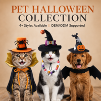 Meilleures ventes Alibaba : Ensemble de décoration d'Halloween pour animaux de compagnie, assortiment de chapeaux de sorcière, capes et accessoires, tenues pour chats et chiens style Europe et Amérique, citrouille
